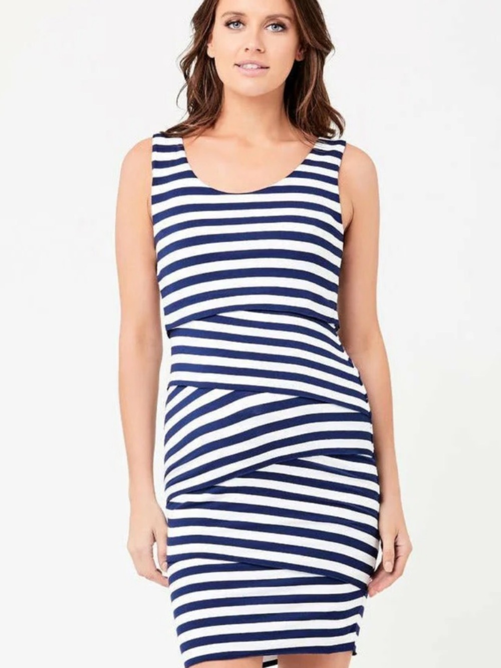 J. McLaughlin Navy and White Striped cross over dress! Stretch!! M